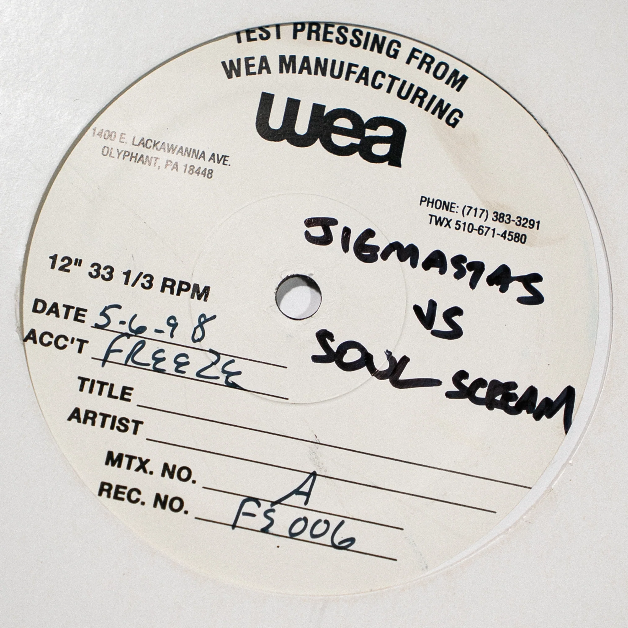 Jigmastas & Soul Scream Test Pressing view 2