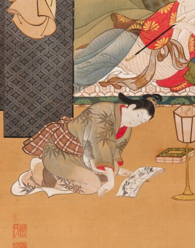Nishikawa Sukenobu (1671-1750), Courtesan under a mosquito net, Edo period, early 18th century 