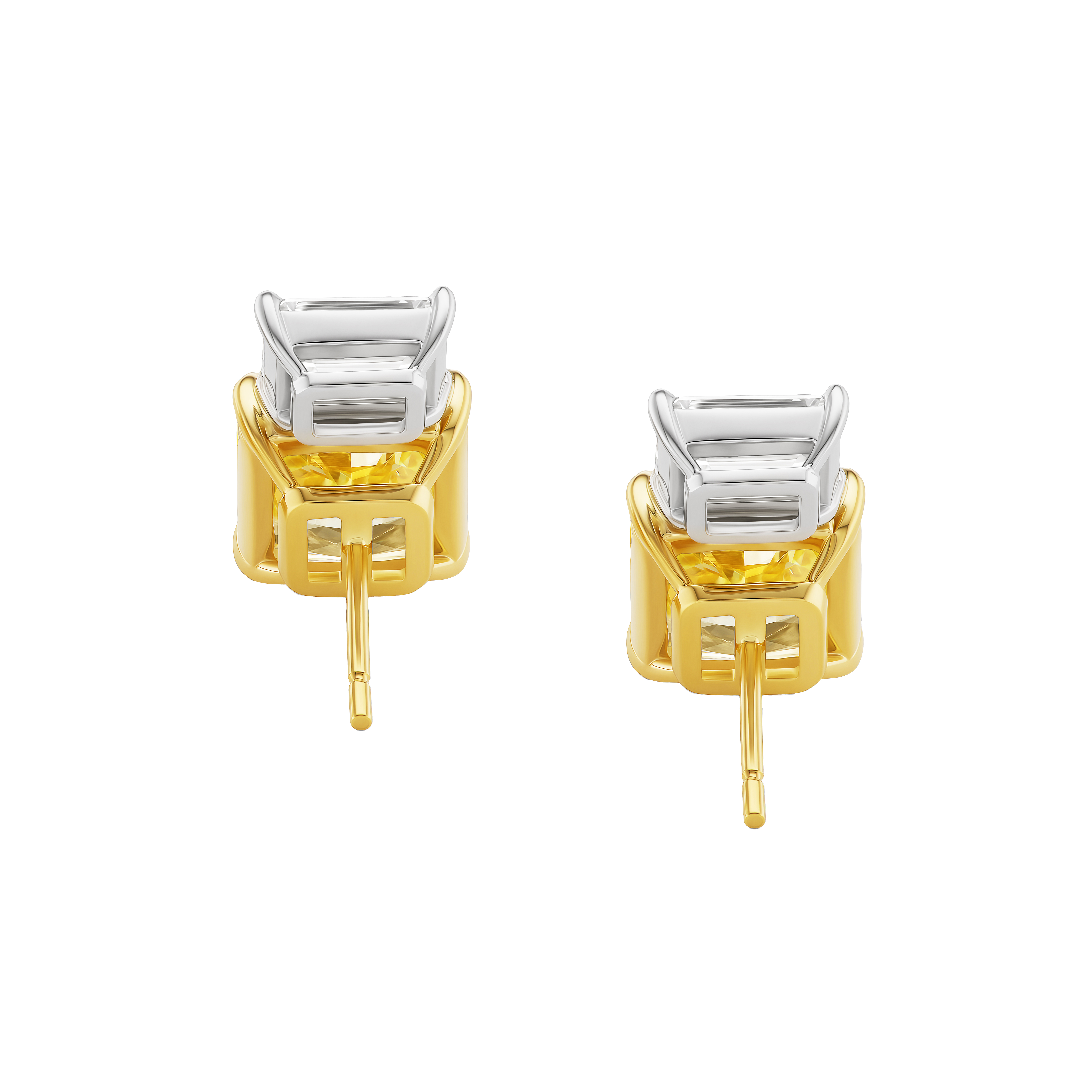 Emerald Cut Diamond Stud Earrings view 3