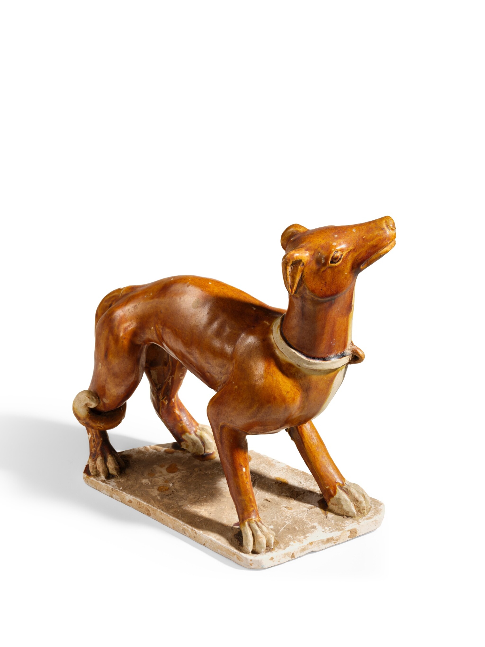 A rare amber-glazed figure of a dog, Tang dynasty  view 2