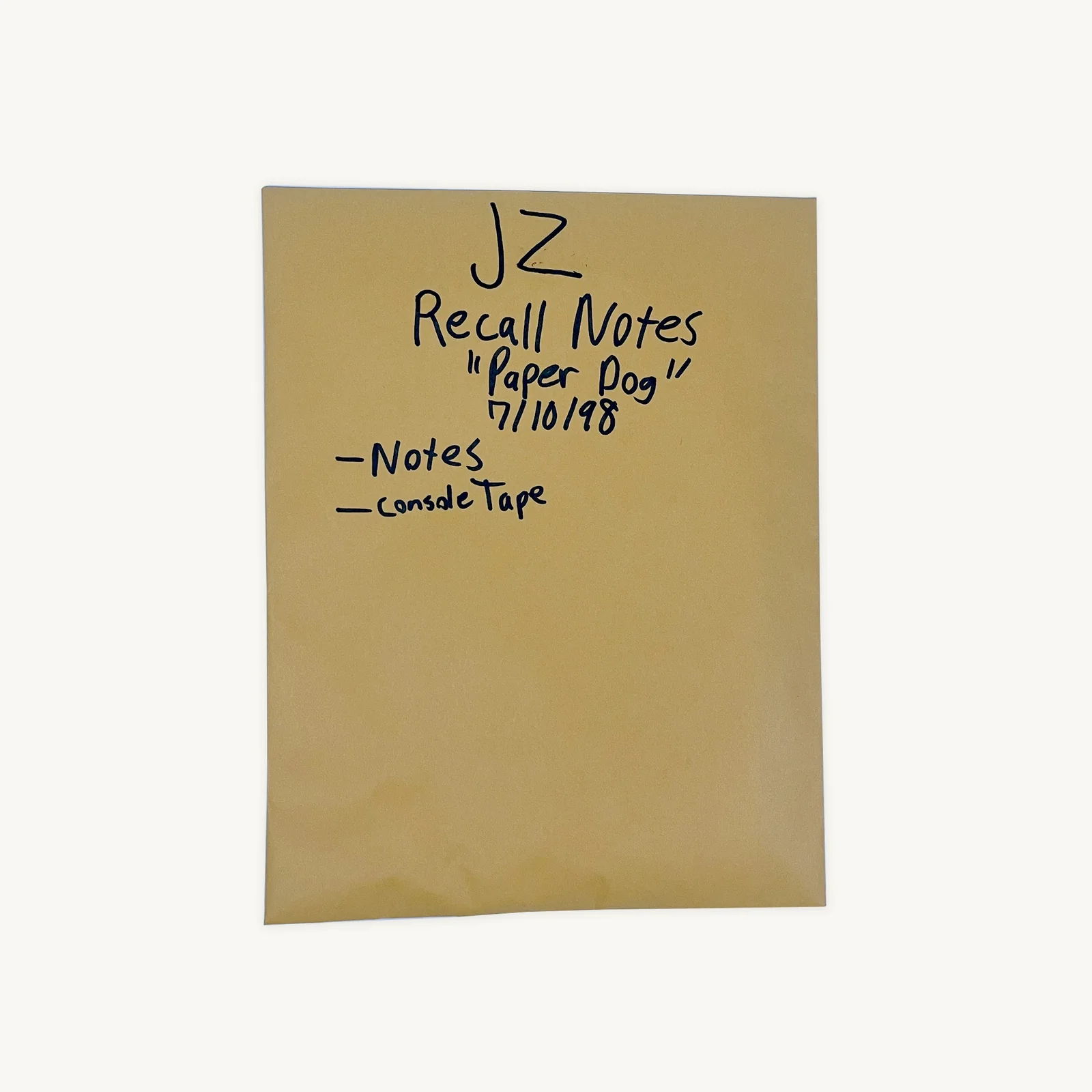 Jay-Z - “Paper Dog” Recall Notes and Console Tape (1998) view 2