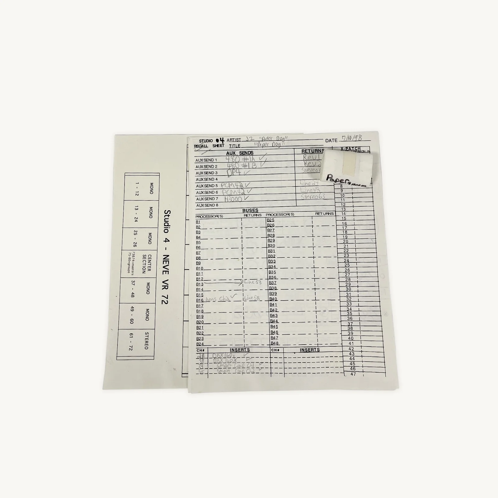 Jay-Z - “Paper Dog” Recall Notes and Console Tape (1998)
