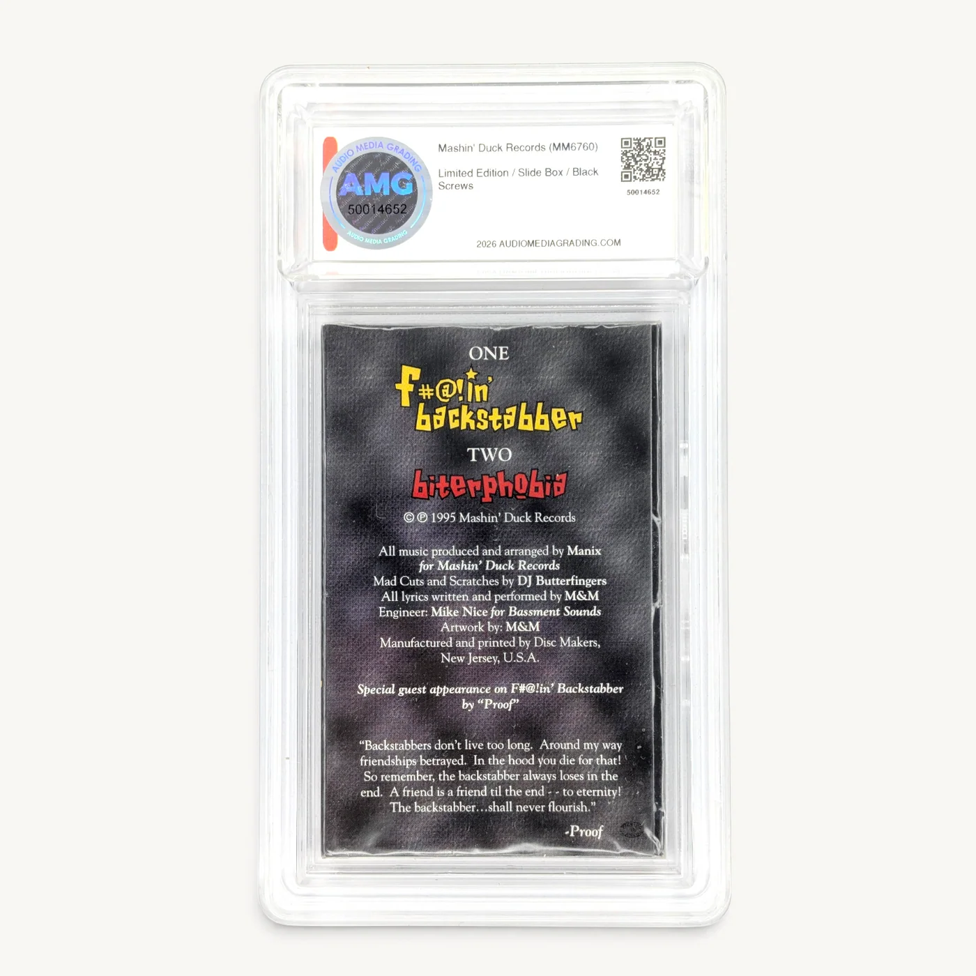 Soul Intent – "F#@!in' Backstabber" b/w "Biterphobia" sealed cassette single AMG graded 9 view 2