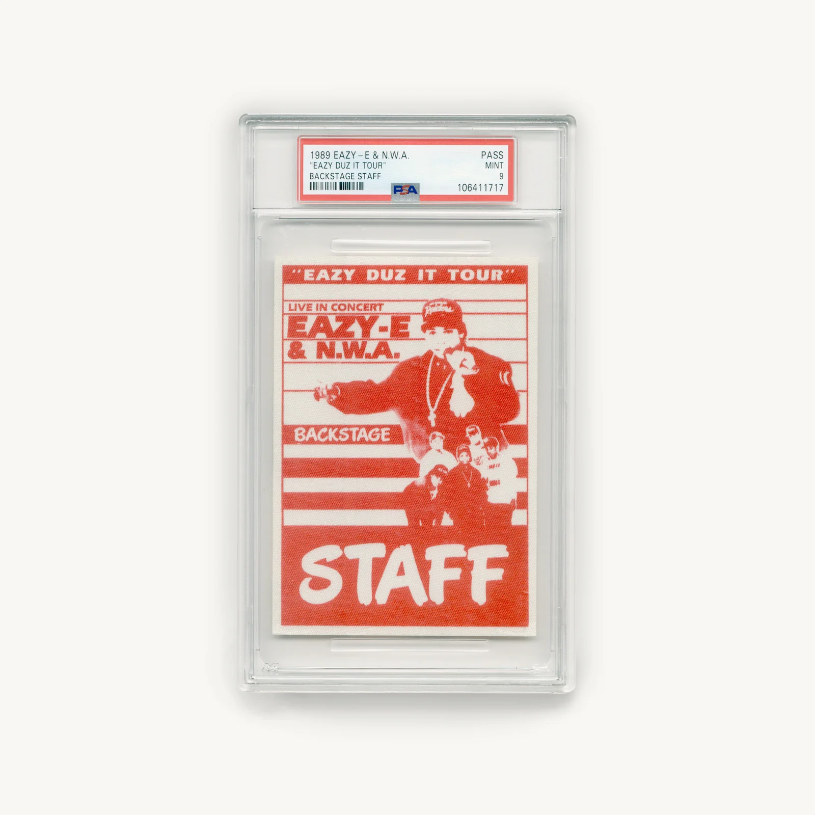1989 Eazy-E & N.W.A. 'Eazy Duz It' Backstage Staff Pass (Mint 9)