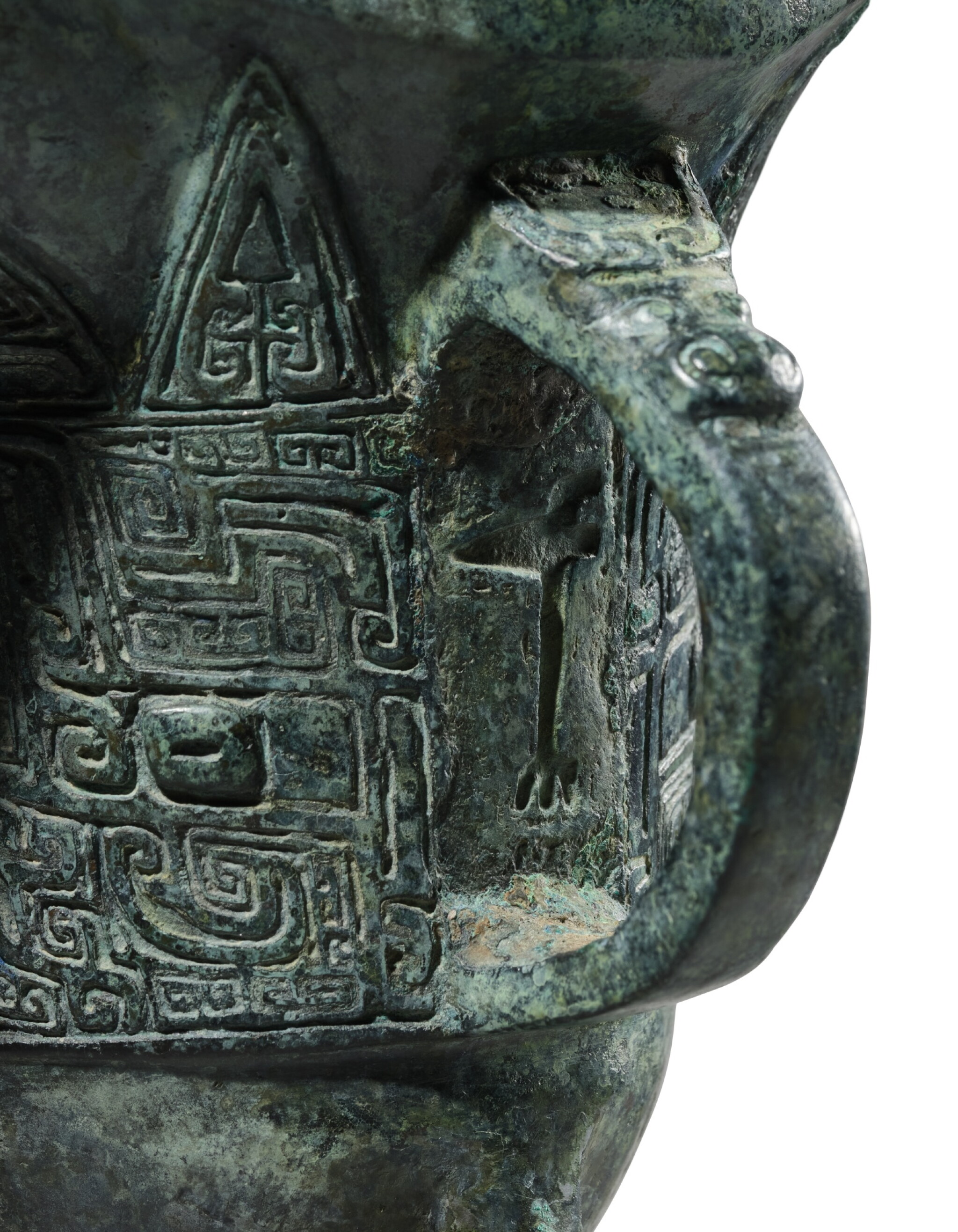 The Ge Jue, an inscribed archaic bronze ritual wine vessel, Late Shang dynasty view 2